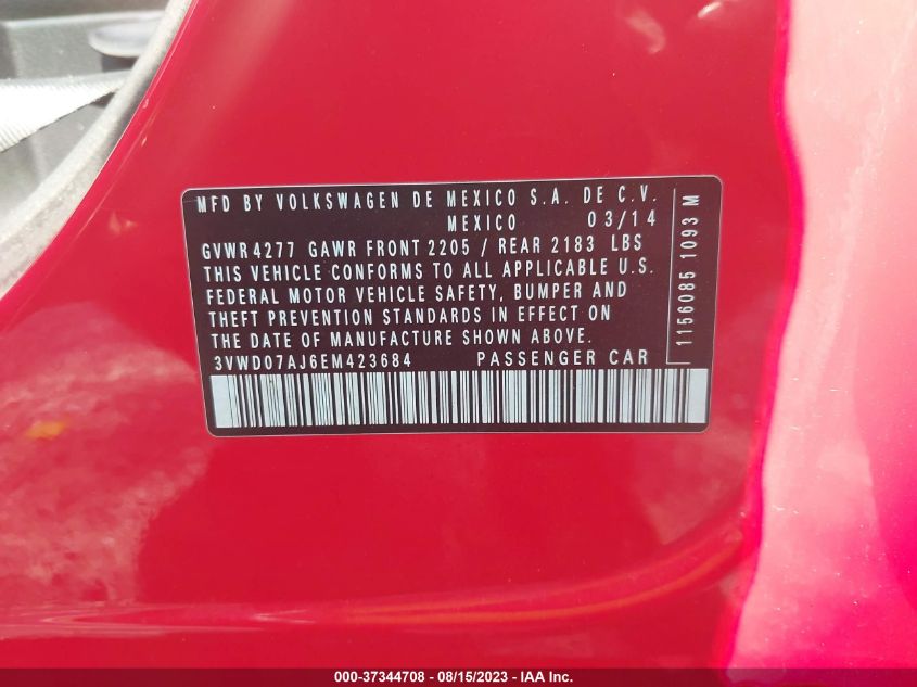 2014 VOLKSWAGEN JETTA SEDAN SE W/CONNECTIVITY/SUNROOF - 3VWD07AJ6EM423684