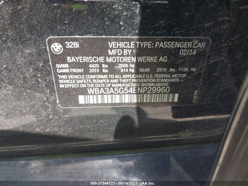 2014 BMW 328I WBA3A5G54ENP29960