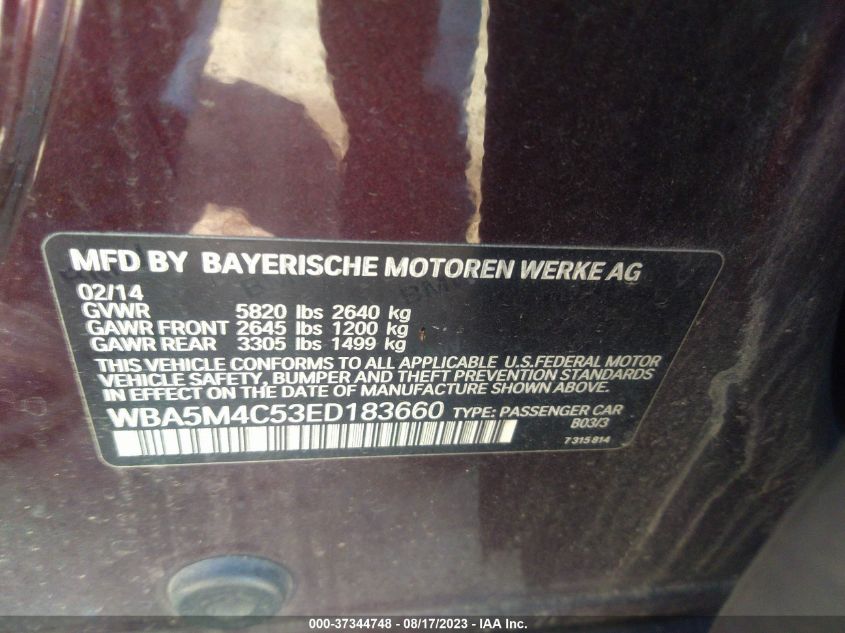 2014 BMW 5 SERIES GRAN TURISMO 535I XDRIVE - WBA5M4C53ED183660