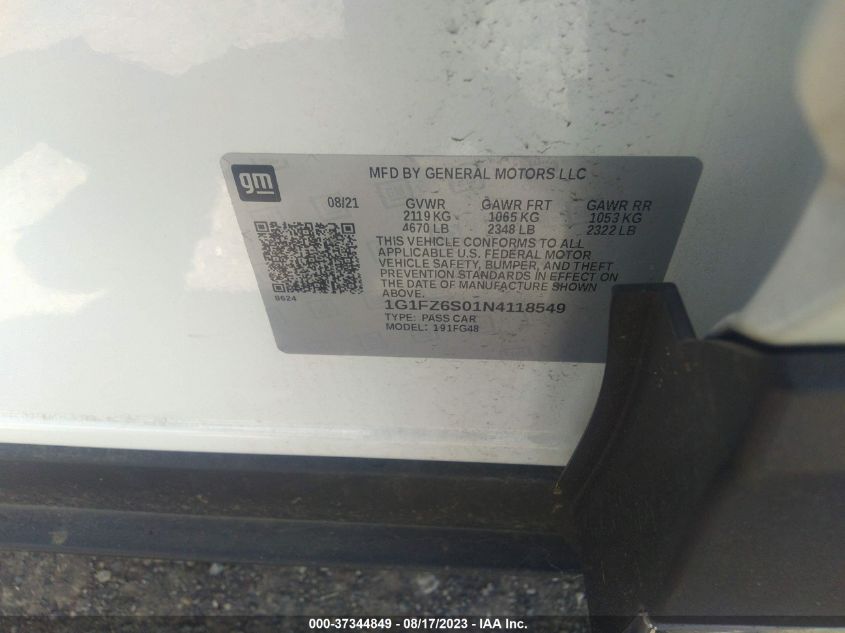 2022 CHEVROLET BOLT EUV PREMIER 1G1FZ6S01N4118549