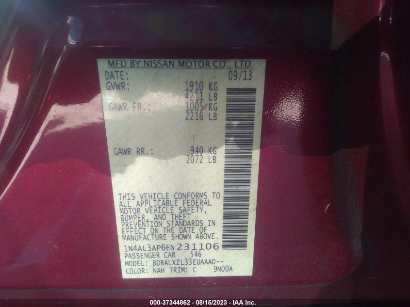 2014 NISSAN ALTIMA 2.5 SL - 1N4AL3AP6EN231106