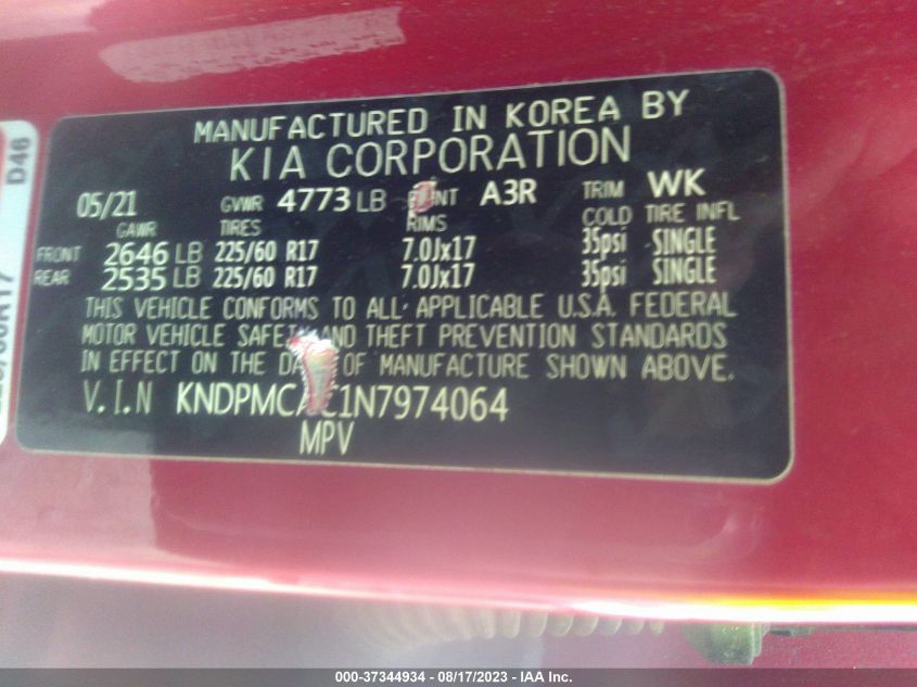 2022 KIA SPORTAGE LX - KNDPMCAC1N7974064