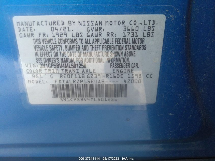 2021 NISSAN KICKS S - 3N1CP5BV4ML501256