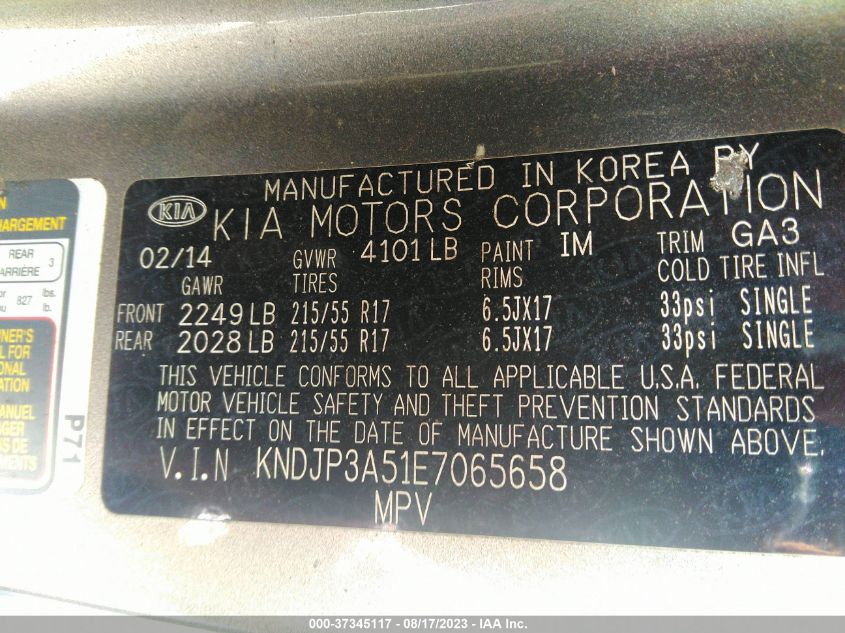 2014 KIA SOUL + - KNDJP3A51E7065658