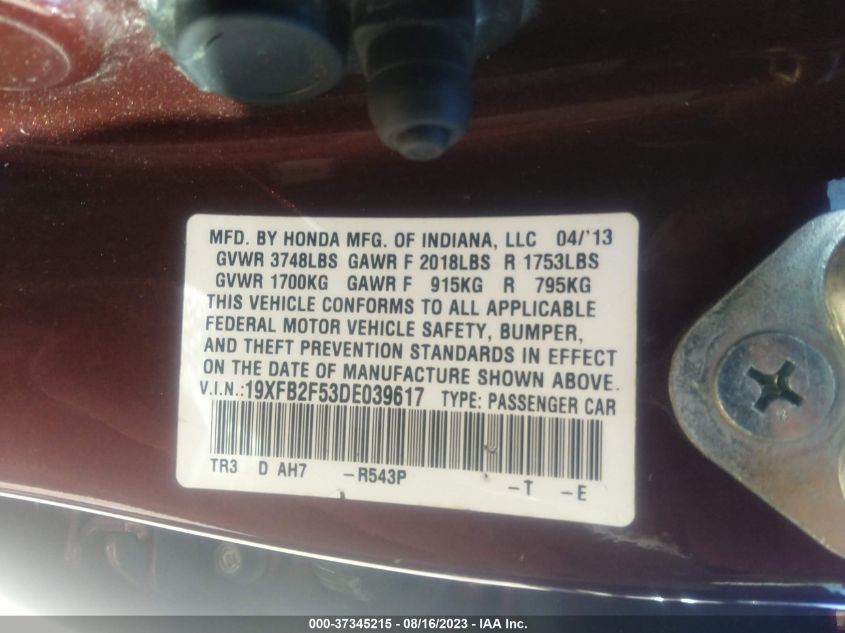 2013 HONDA CIVIC SDN LX - 19XFB2F53DE039617