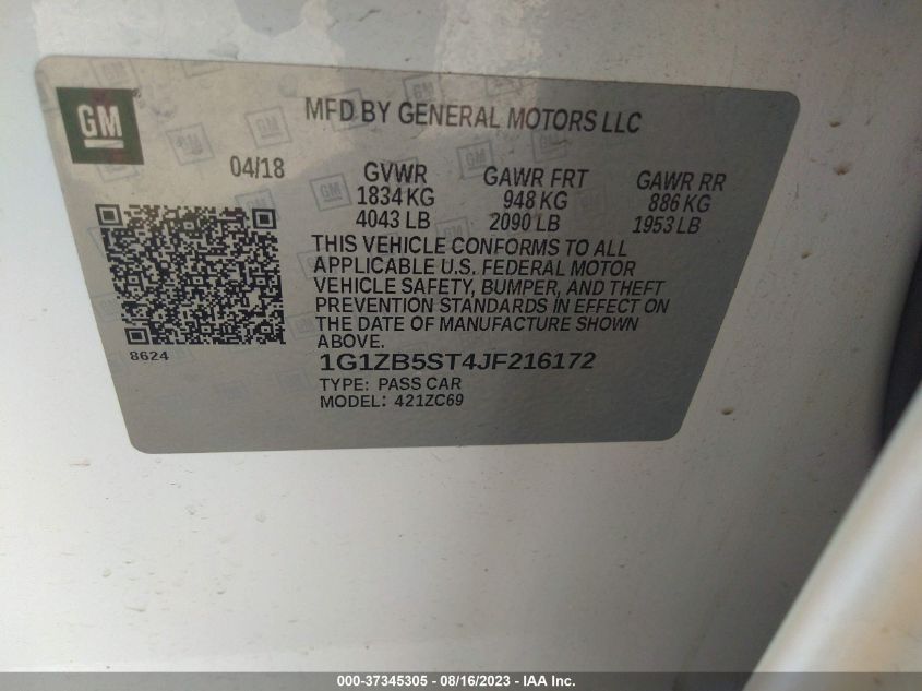2018 CHEVROLET MALIBU LS - 1G1ZB5ST4JF216172