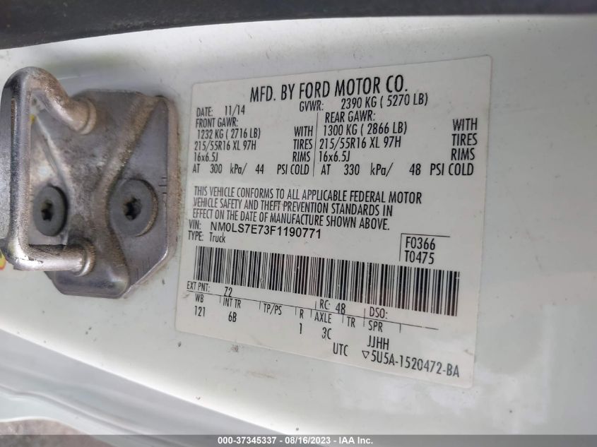 2015 FORD TRANSIT CONNECT XL - NM0LS7E73F1190771