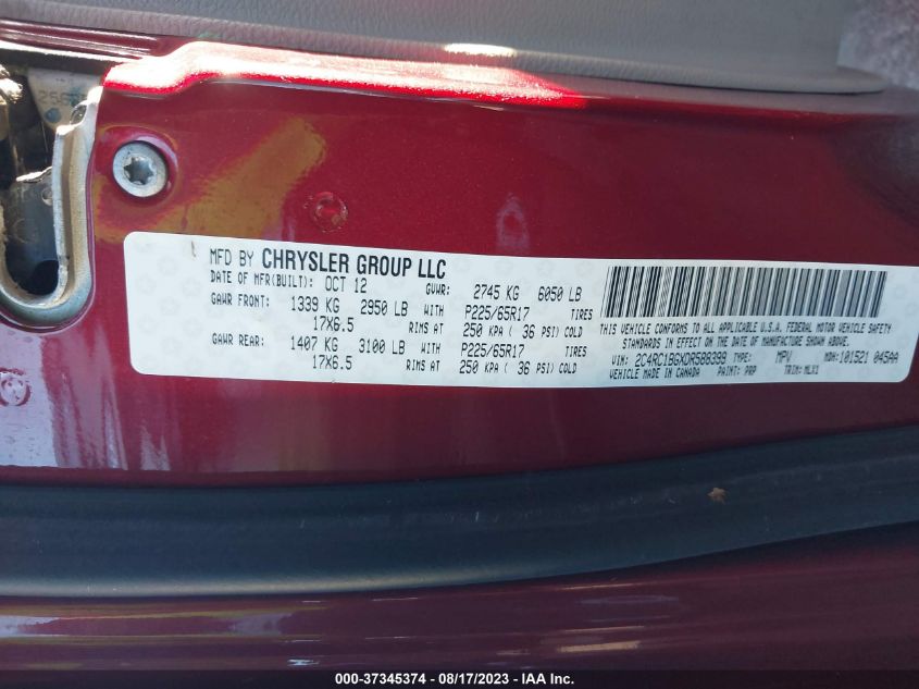 2013 CHRYSLER TOWN & COUNTRY TOURING - 2C4RC1BGXDR588399