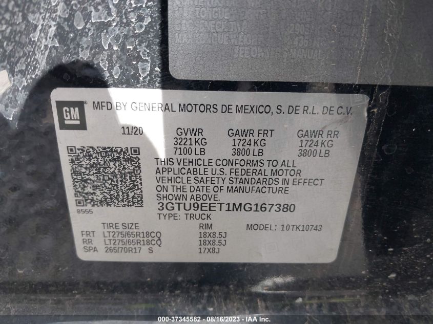 2021 GMC SIERRA 1500 AT4 - 3GTU9EET1MG167380