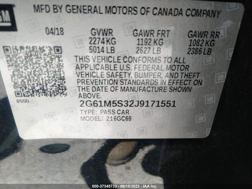 2018 CADILLAC XTS LUXURY - 2G61M5S32J9171551