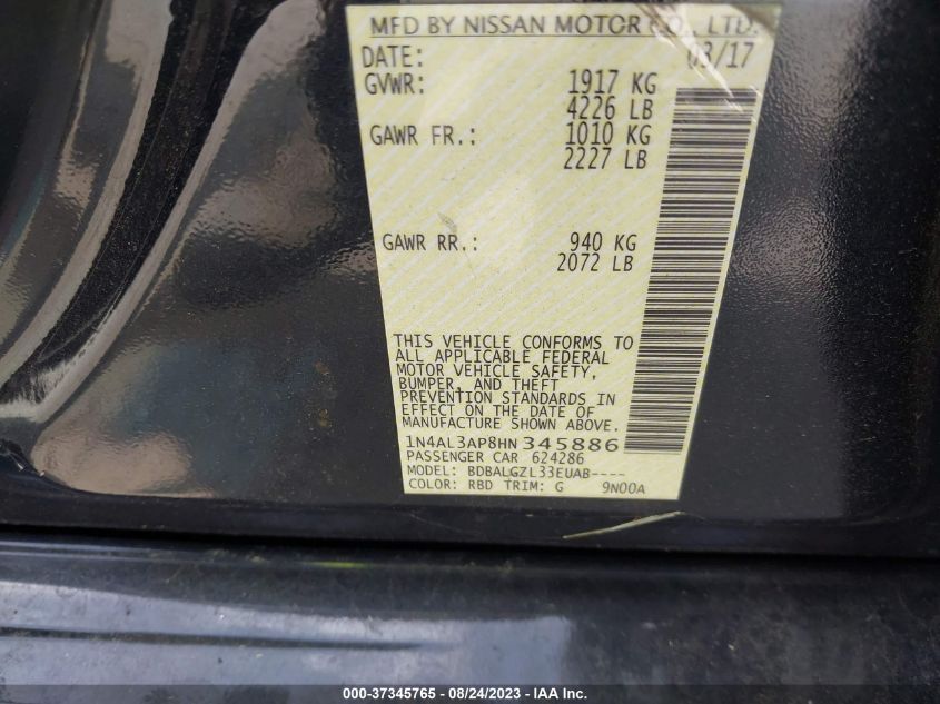 2017 NISSAN ALTIMA 2.5 S - 1N4AL3AP8HN345886