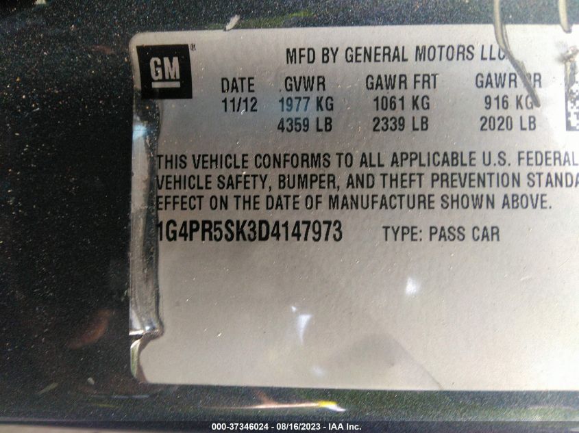 2013 BUICK VERANO CONVENIENCE GROUP - 1G4PR5SK3D4147973