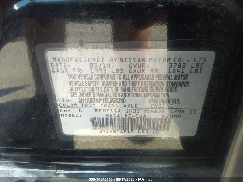2014 NISSAN SENTRA SV - 3N1AB7AP1EL653310