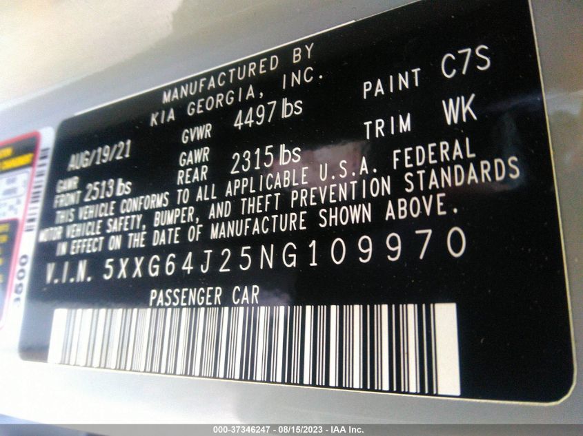 2022 KIA K5 GT LINE - 5XXG64J25NG109970