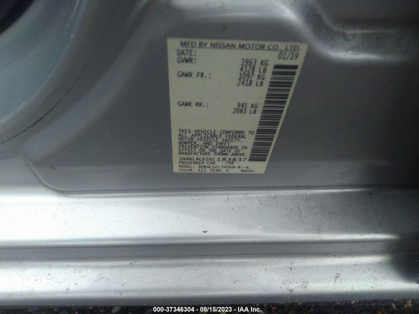 2019 NISSAN ALTIMA 2.5 SR - 1N4BL4CV5KC183837