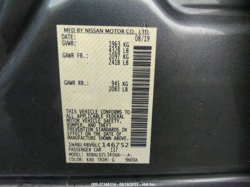 2020 NISSAN ALTIMA S - 1N4BL4BV6LC146752