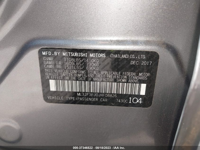 2018 MITSUBISHI MIRAGE G4 ES - ML32F3FJ0JHF08826