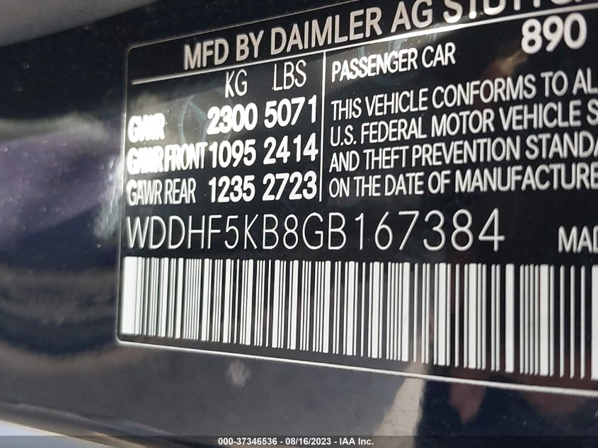 WDDHF5KB8GB167384 2016 MERCEDES-BENZ E-CLASS, photo no. 9