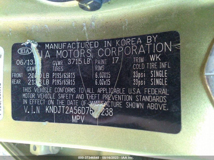 2013 KIA SOUL BASE - KNDJT2A56D7617238