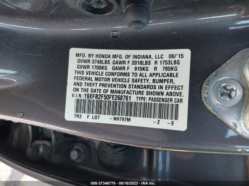 2015 HONDA CIVIC SEDAN LX - 19XFB2F50FE268761
