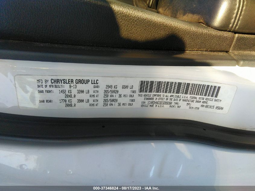 2013 DODGE DURANGO SXT - 1C4RDHAG3DC699280