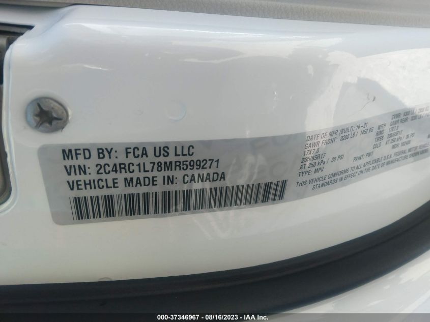 2021 CHRYSLER PACIFICA - 2C4RC1L78MR599271