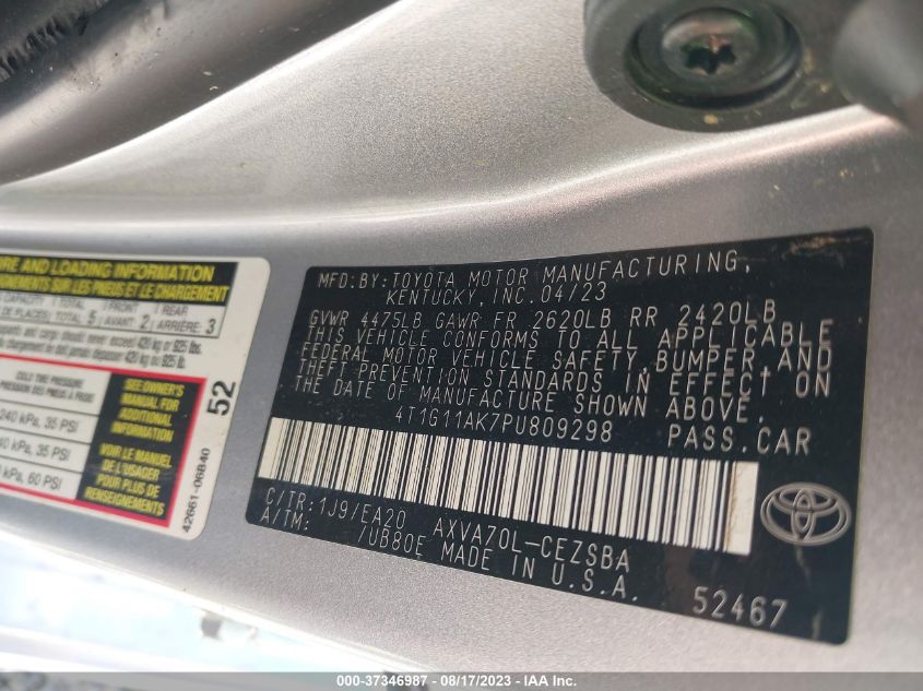 2023 TOYOTA CAMRY SE/SE NIGHTSHADE - 4T1G11AK7PU809298