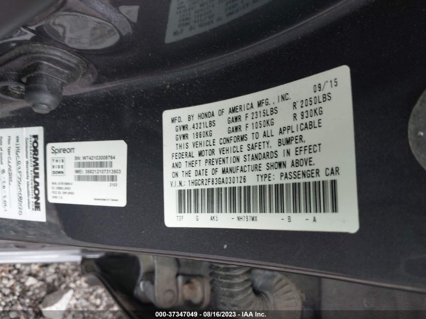 2016 HONDA ACCORD SEDAN EX-L - 1HGCR2F83GA030126