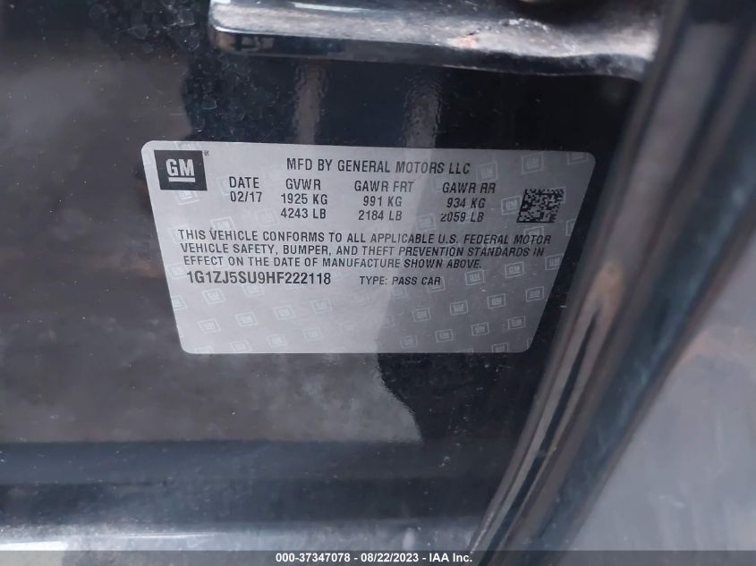 2017 CHEVROLET MALIBU HYBRID - 1G1ZJ5SU9HF222118