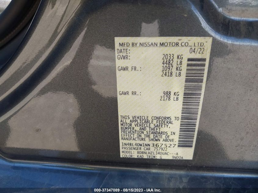 2022 NISSAN ALTIMA 2.5 SV - 1N4BL4DW1NN367527