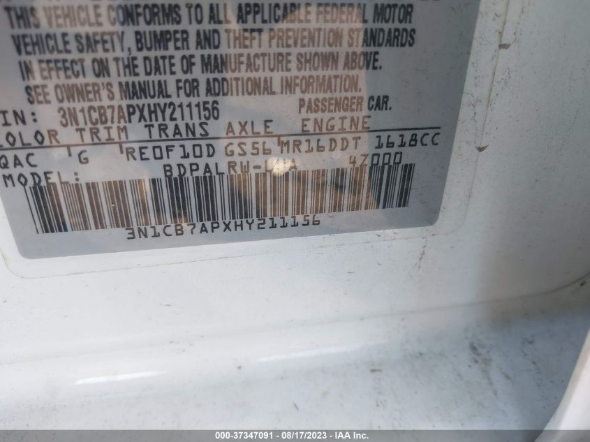 2017 NISSAN SENTRA SR TURBO - 3N1CB7APXHY211156