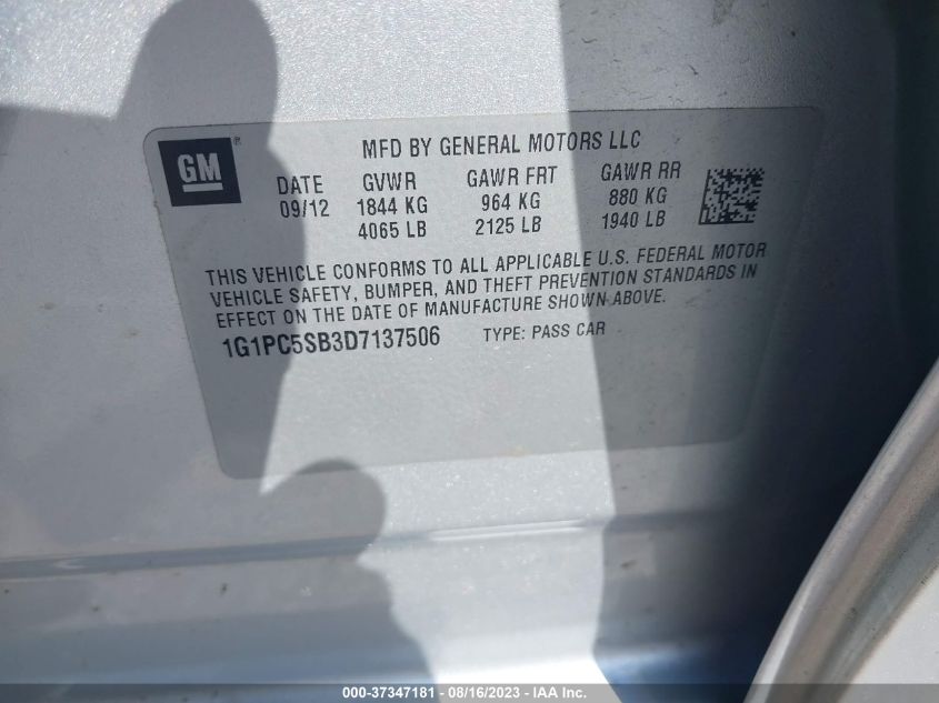 2013 CHEVROLET CRUZE 1LT - 1G1PC5SB3D7137506