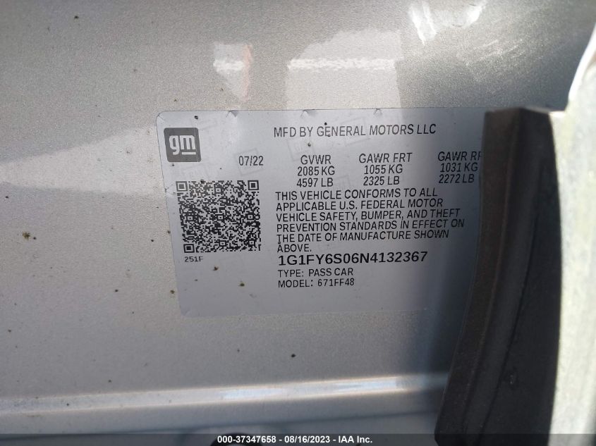 2022 CHEVROLET BOLT EUV LT 1G1FY6S06N4132367