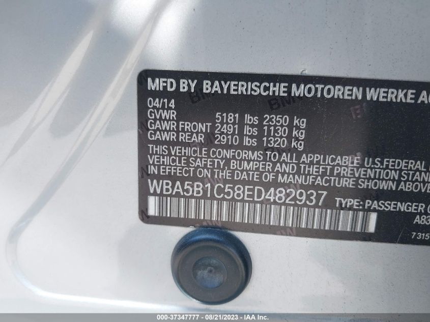 2014 BMW 5 SERIES 535I - WBA5B1C58ED482937