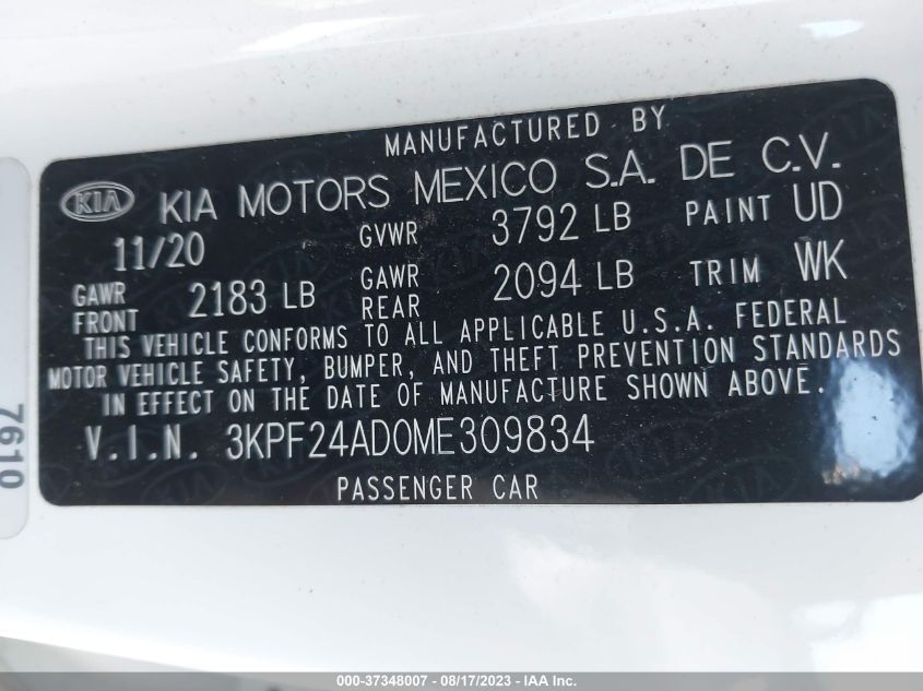 2021 KIA FORTE LXS - 3KPF24AD0ME309834