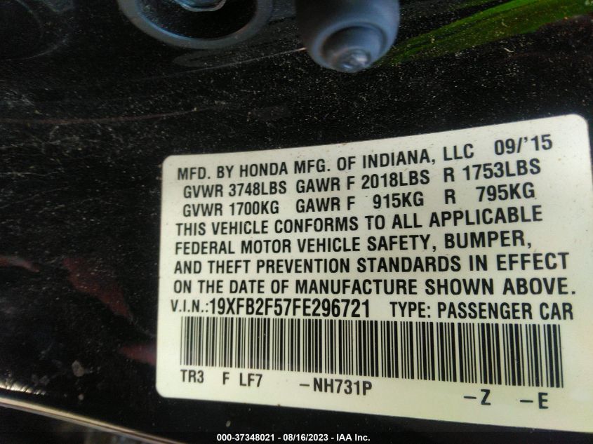 2015 HONDA CIVIC SEDAN LX - 19XFB2F57FE296721