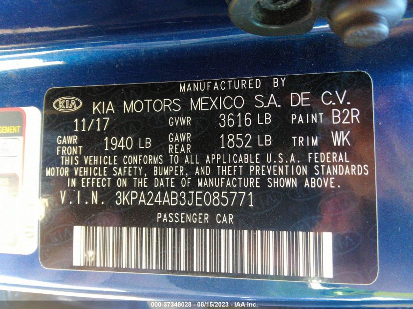 2018 KIA RIO S - 3KPA24AB3JE085771