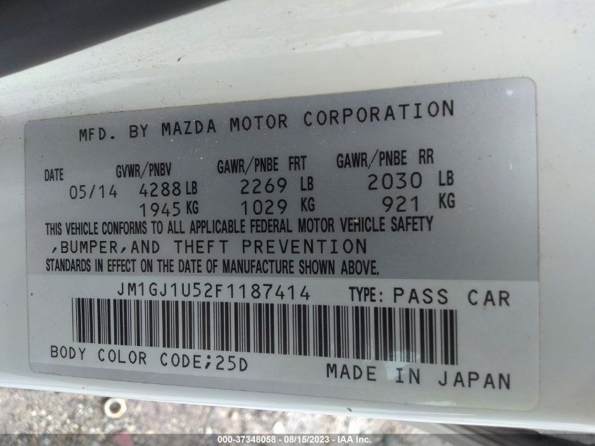 2015 MAZDA MAZDA6 I SPORT - JM1GJ1U52F1187414