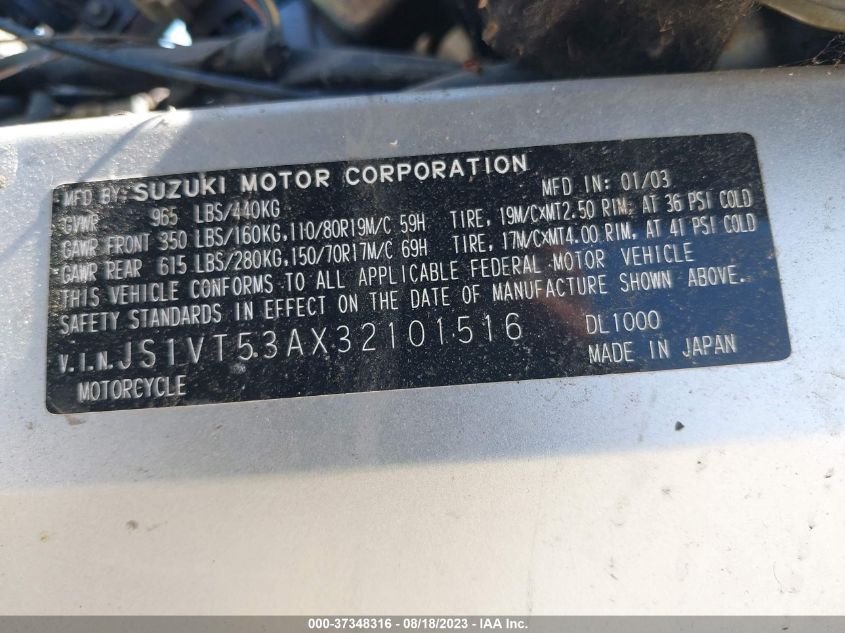 2003 SUZUKI DL1000 JS1VT53AX32101516