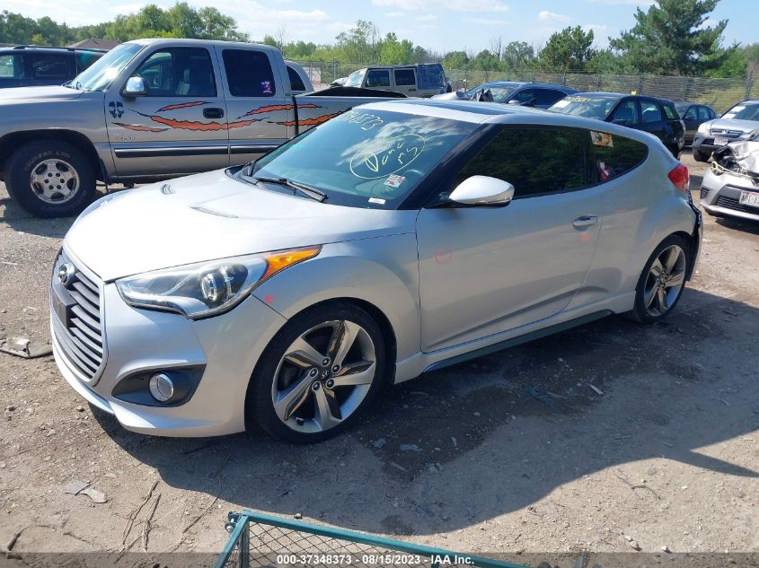 2013 HYUNDAI VELOSTER TURBO W/BLUE INT - KMHTC6AE9DU108838