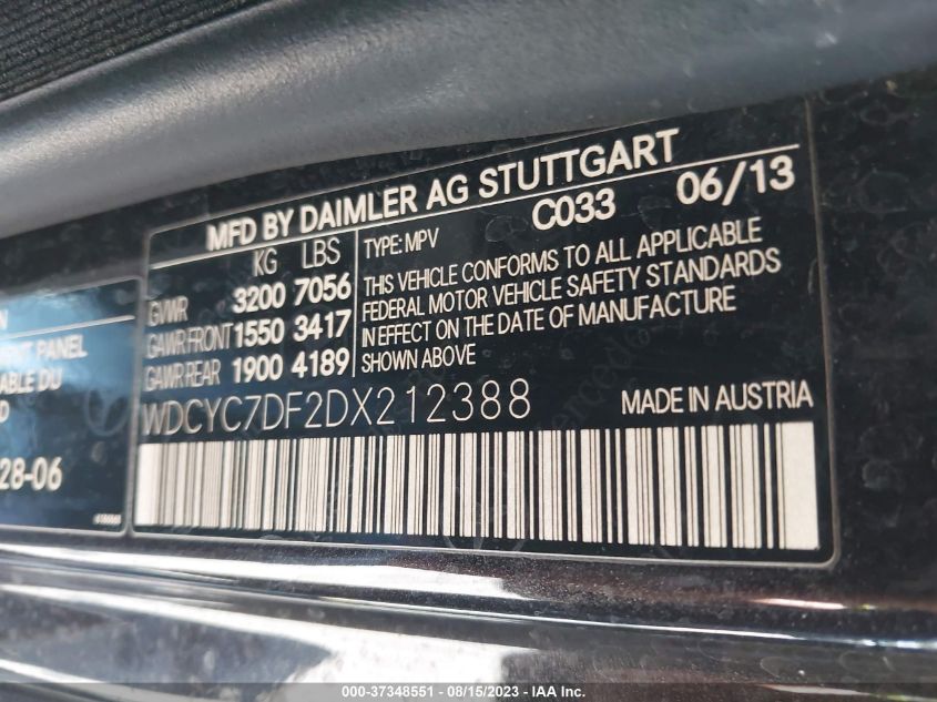 2013 MERCEDES-BENZ G 63 AMG 4MATIC - WDCYC7DF2DX212388