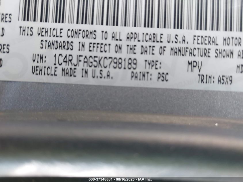 2019 JEEP GRAND CHEROKEE LAREDO E - 1C4RJFAG5KC798189
