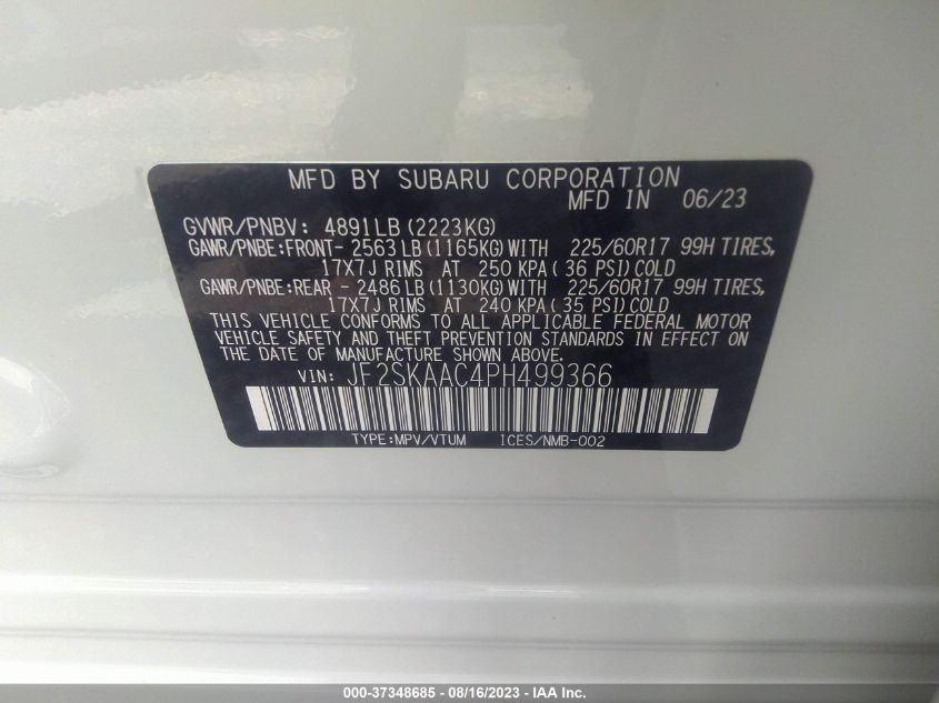 2023 SUBARU FORESTER - JF2SKAAC4PH499366