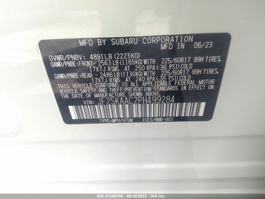 2023 SUBARU FORESTER - JF2SKAAC2PH499284