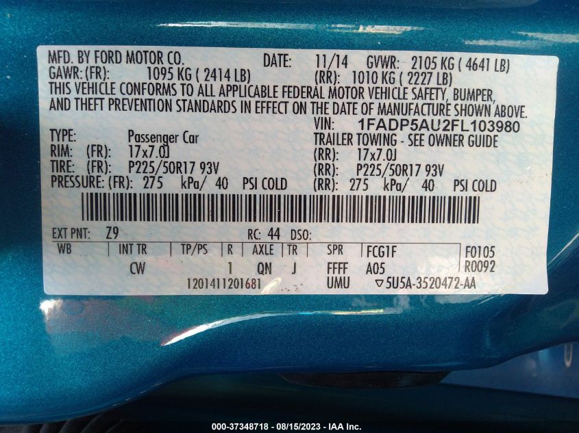 2015 FORD C-MAX HYBRID SE - 1FADP5AU2FL103980