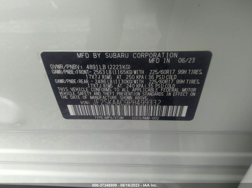 2023 SUBARU FORESTER - JF2SKAAC9PH499332