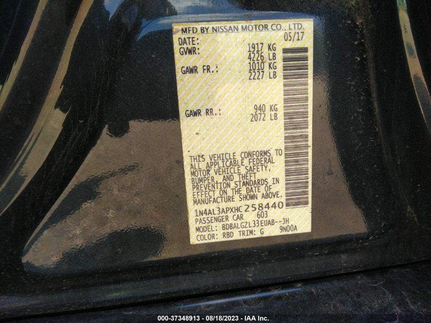 2017 NISSAN ALTIMA 2.5 S - 1N4AL3APXHC258440