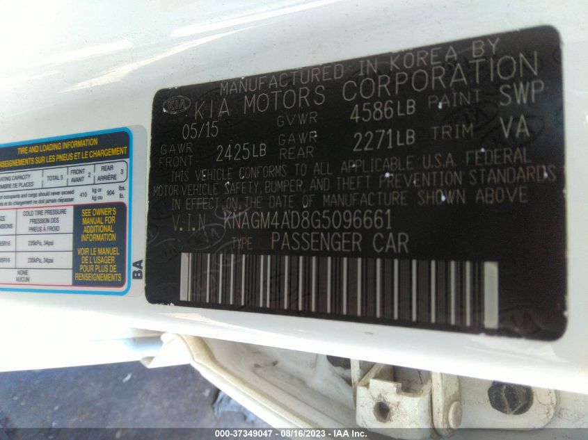 2016 KIA OPTIMA HYBRID - KNAGM4AD8G5096661
