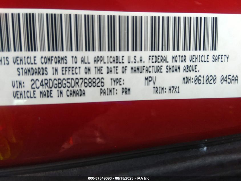2013 DODGE GRAND CARAVAN SE - 2C4RDGBG5DR768826