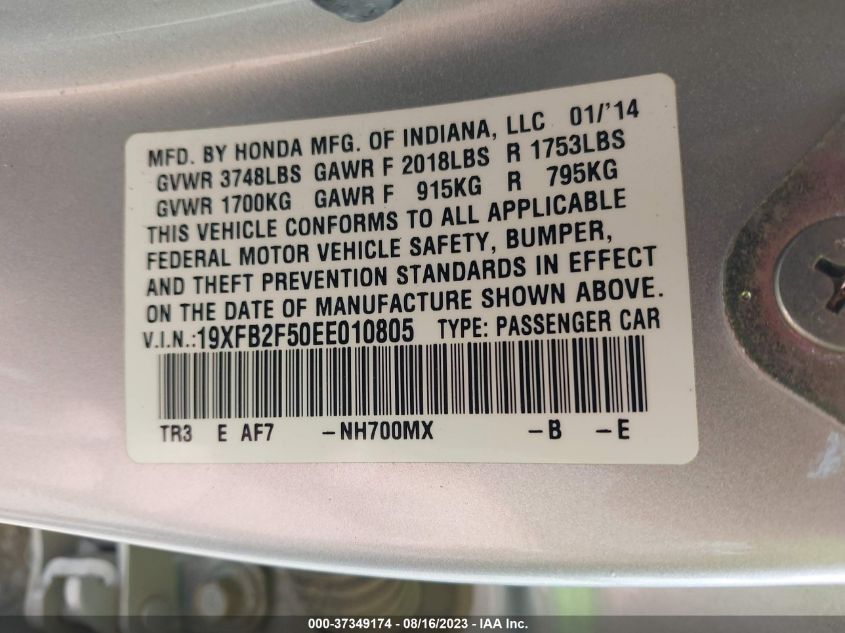 2014 HONDA CIVIC SEDAN LX - 19XFB2F50EE010805